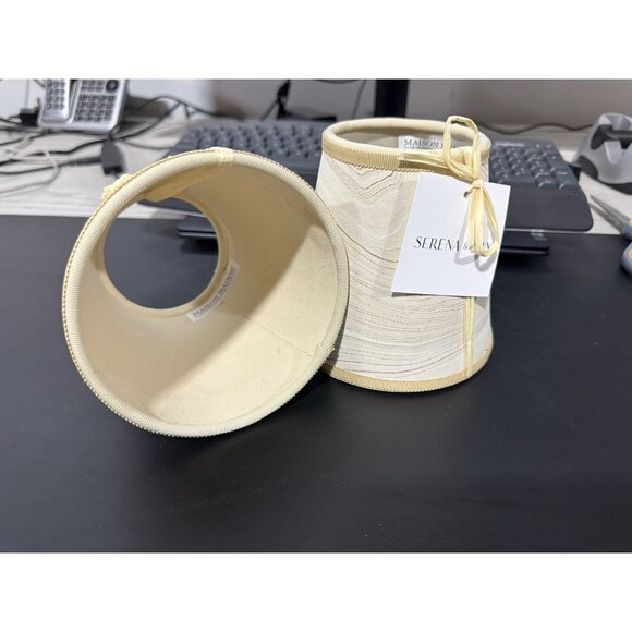 Serena & Lily x Maison Maison Poldina Marbleized Small Shade-Ivory Beige/Gold - Picture 3 of 9